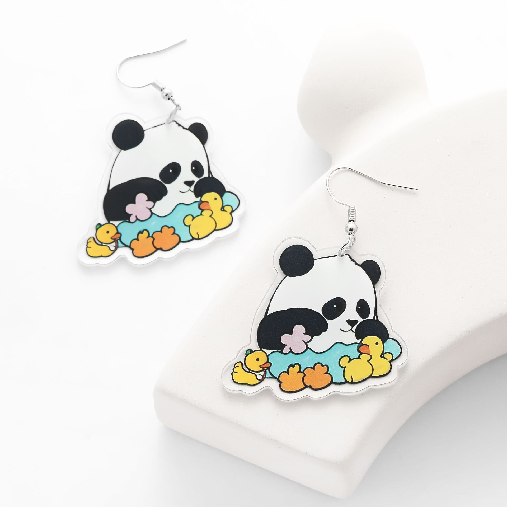 Wholesale light luxury summer black and white red panda acrylic  earrings