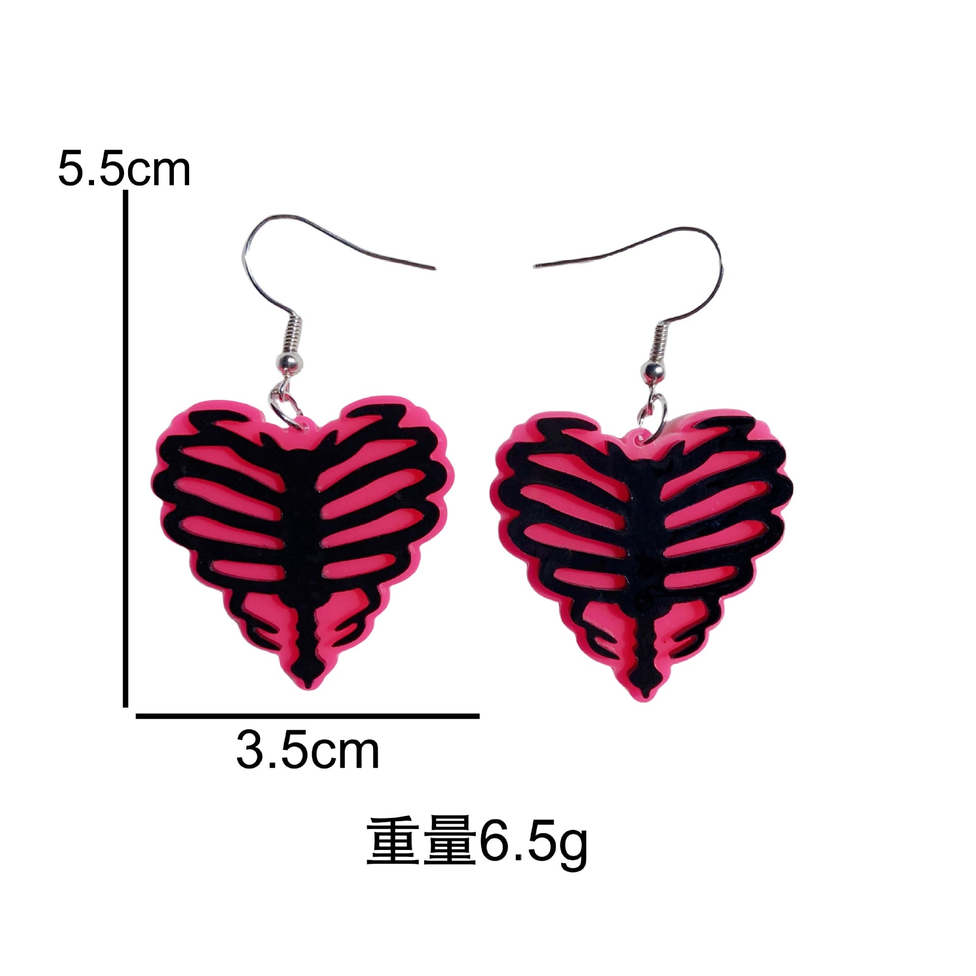 Wholesale Retro  Acrylic Heart Pendant Necklace And Earrings Set Vintage Collarbone Jewelry Accessory Gift