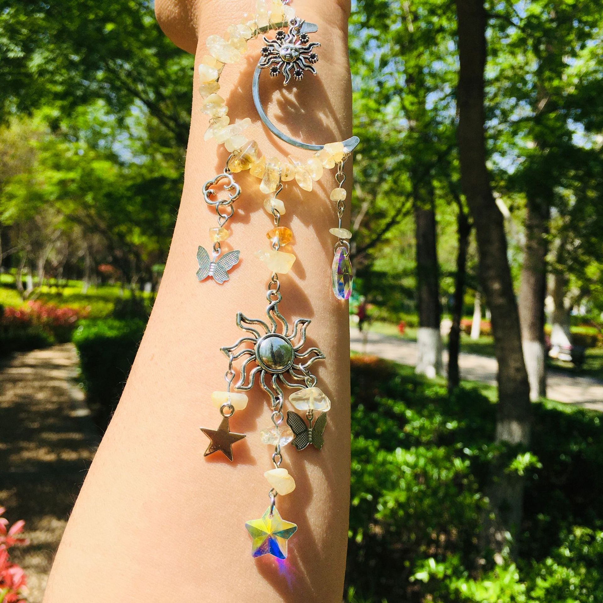 Wholesale Natural Crystal Gravel Double Sun Sun Catcher Wind Chime ACC-WS-RongGuan006