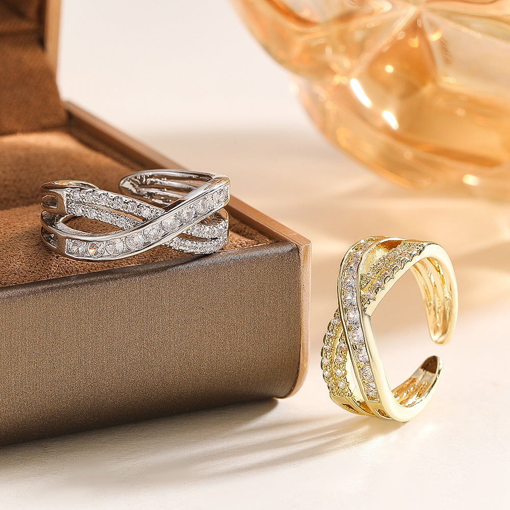 Wholesale Gold Moissanite Ring Adjustable Open Design Chic Women S Jewelry Gift