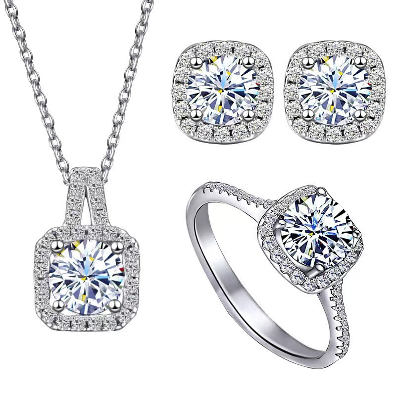Wholesale Moissanite Sugar Cube  Rhinestones Adjustable Jewelry Set