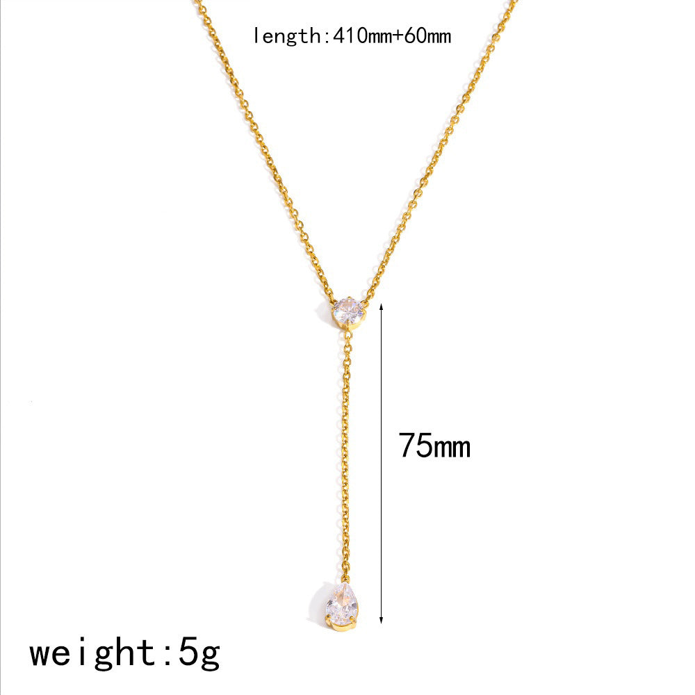 Wholesale Stainless steel necklace with multiple inlaid diamonds