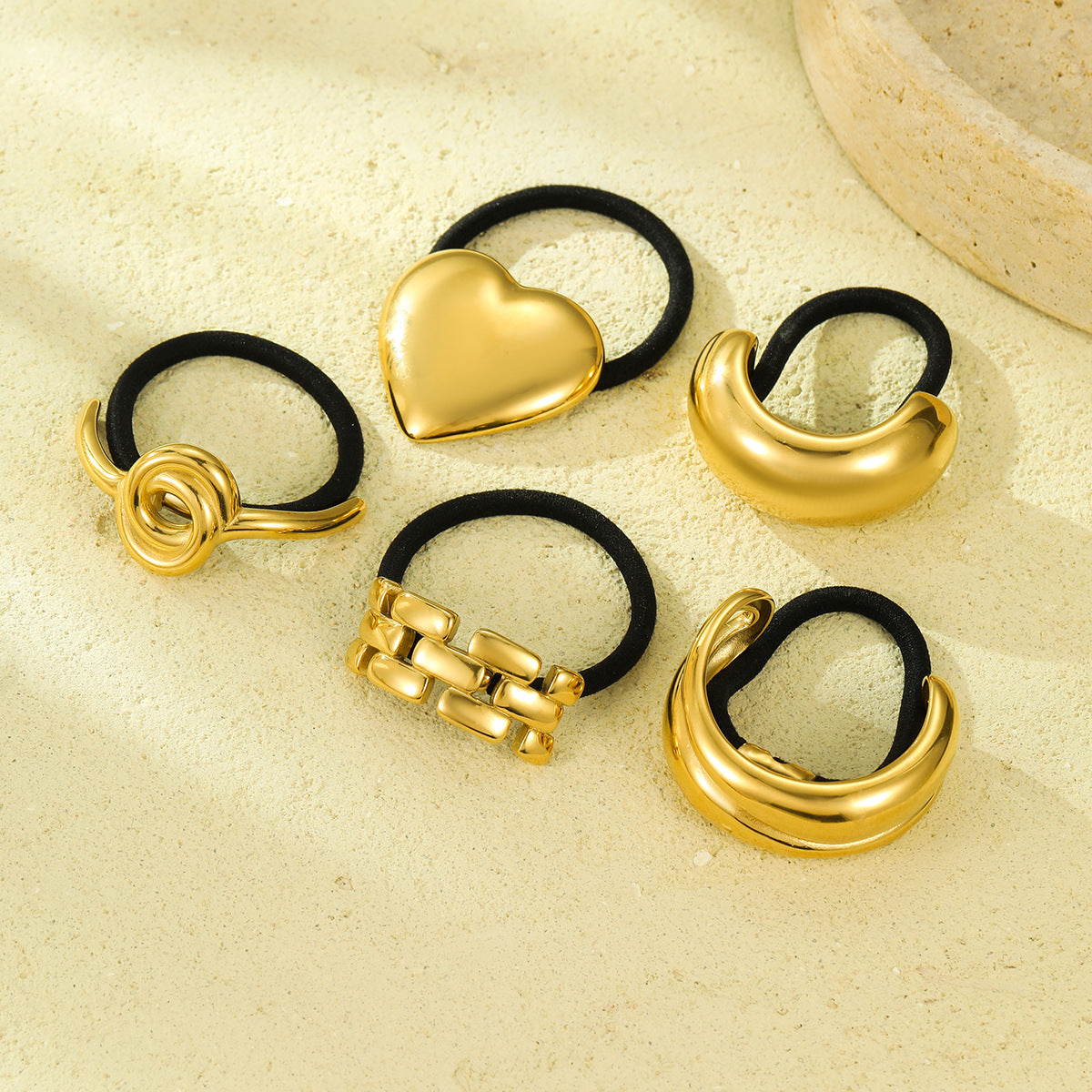 Wholesale  Titanium Steel Plated 18K Gold Face Love Hair Accessories