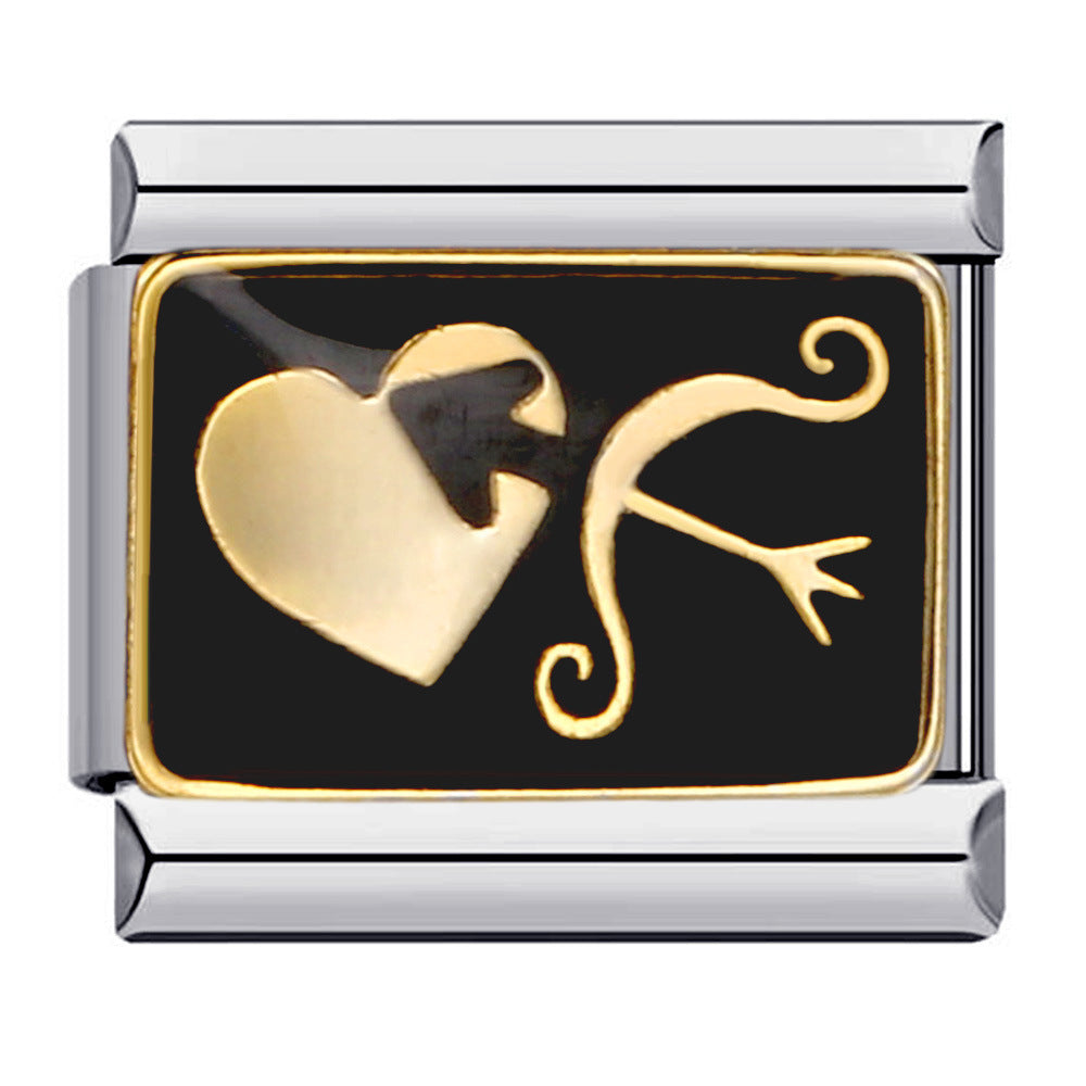 Wholesale Italian Charm Bracelet 9mm DIY Splicing Removable Black Gold Plated Oil Drop Cartoon Stainless Steel Composable Bracelet