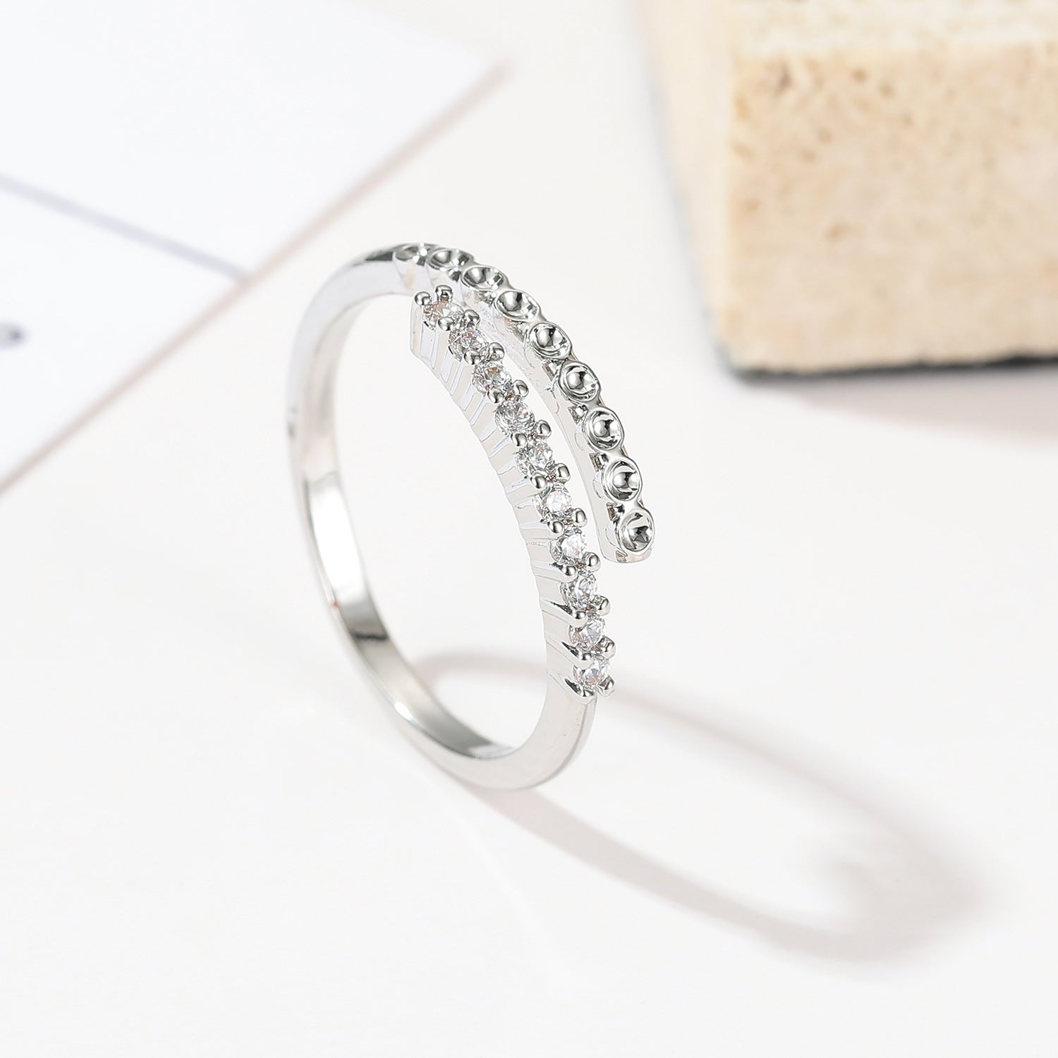 Wholesale Open adjustable full Broken Diamond Row Diamond ring