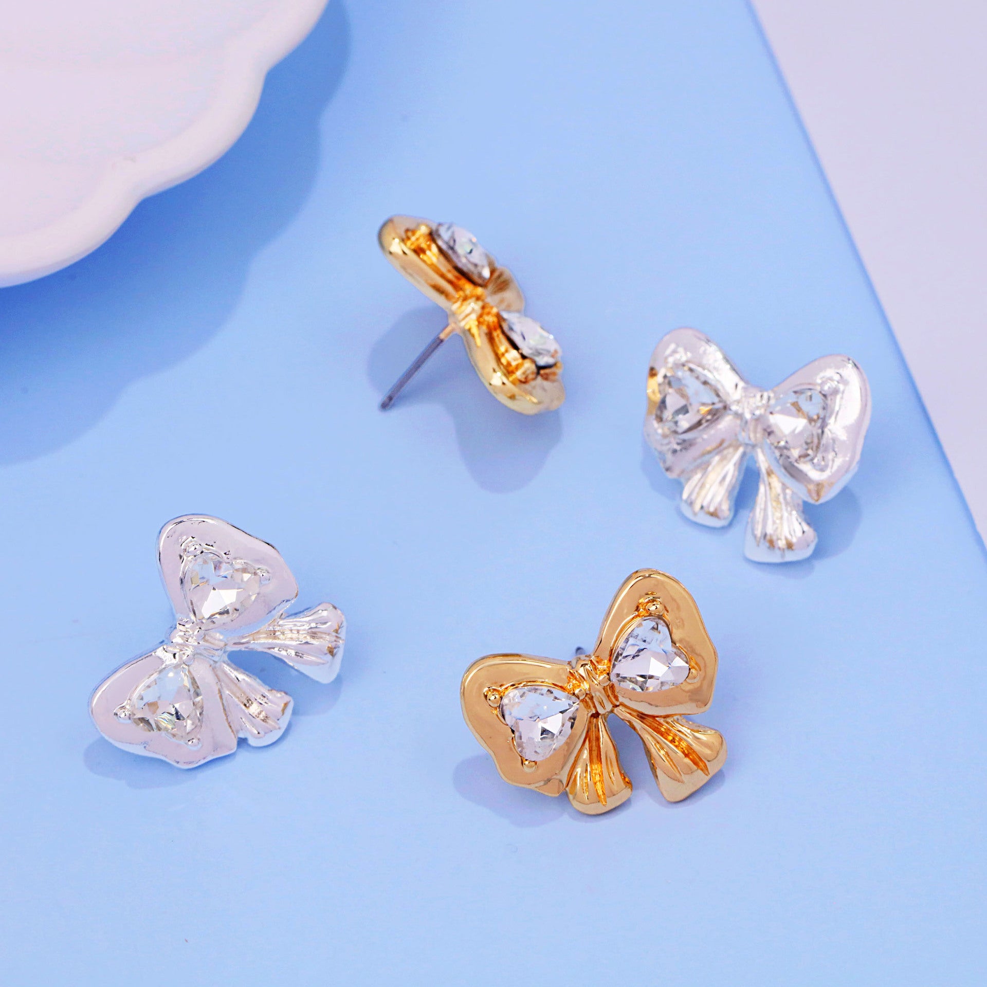 Wholesale  Bow Earrings  Rhinestone Light Luxury Earrings