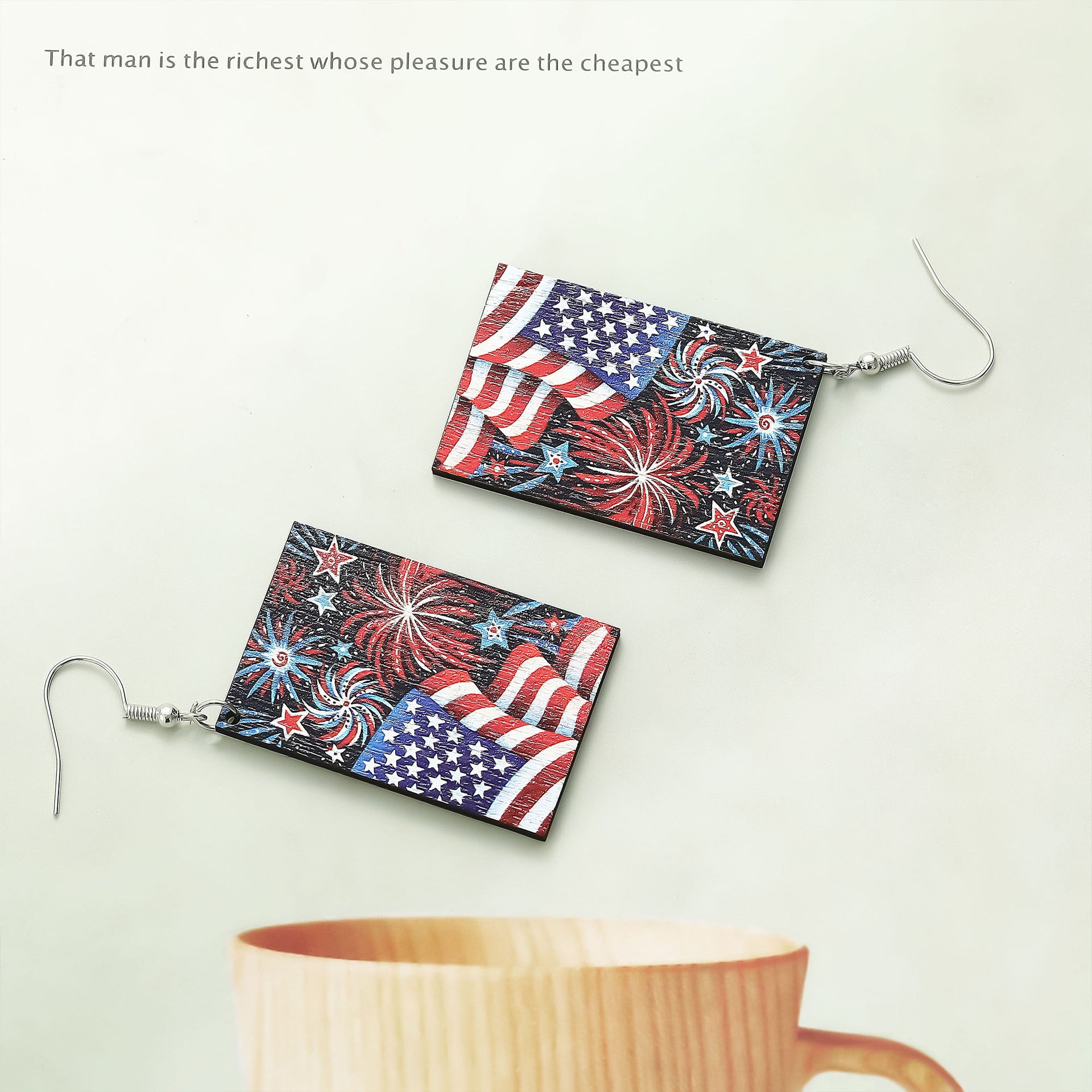 Wholesale Independence Day Fireworks Flag Earrings