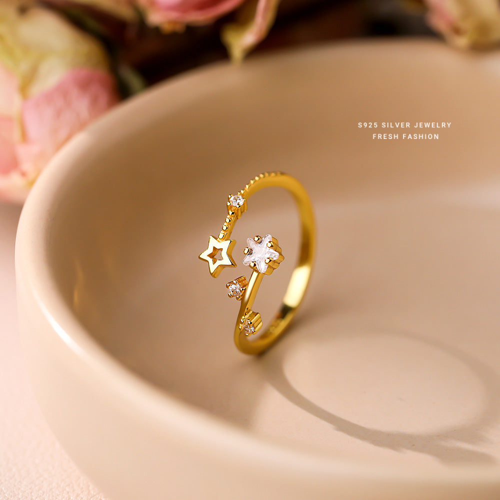 Wholesale 925 Sterling Silver Adjustable Star Zirconia Ring