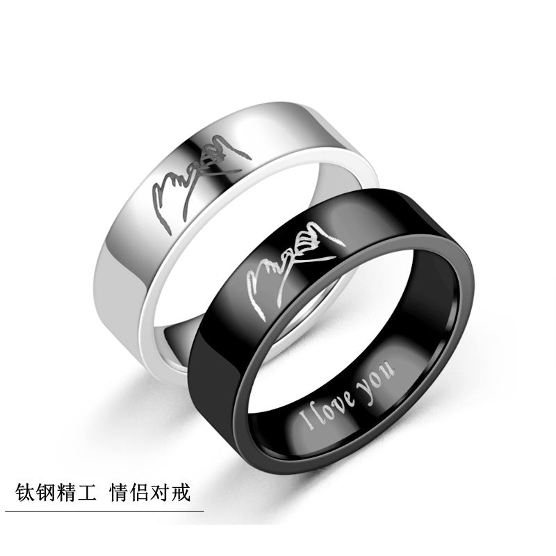 Wholesale Titanium Steel Couple Rings I Love You Hand Held Couple Rings