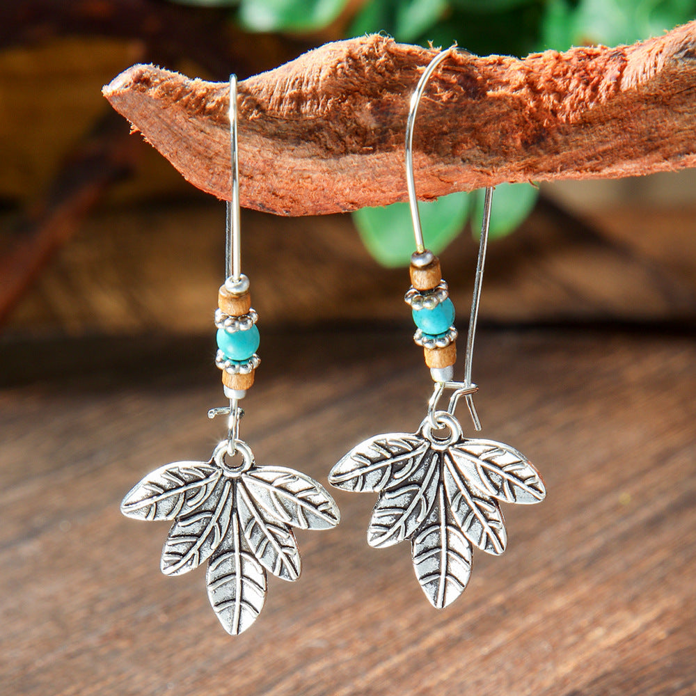 Wholesale Bohemian Geometric Turquoise Metal Earrings Fashion Accessory for Gift