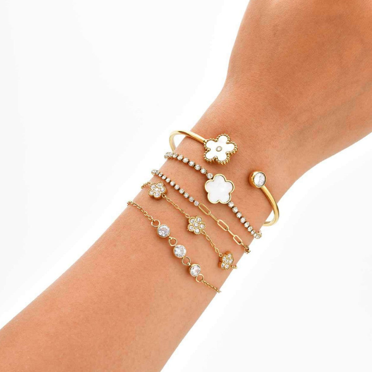 Wholesale Stainless Steel Gold Zircon Bracelet Bangle For Women Everyday Jewelry Accessory For Boutique Resale