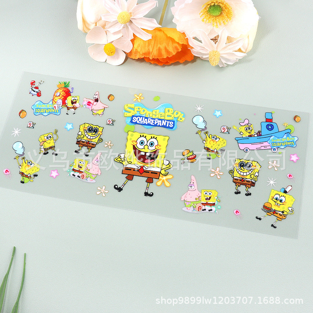 Wholesale 16oz cartoon transfer stickers,  crystal stickers,  tear-off crystal labels,  glass stickers