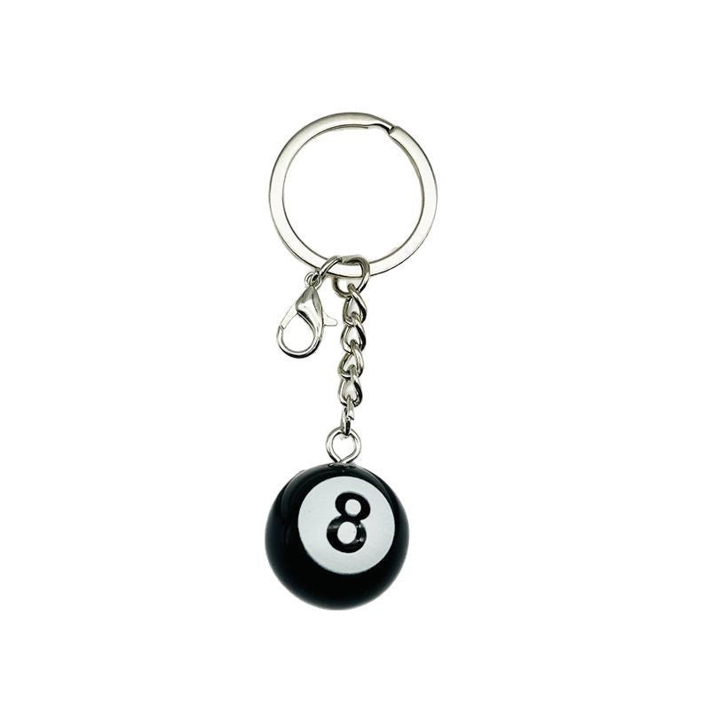 Wholesale resin black 8 solid billiard keychain