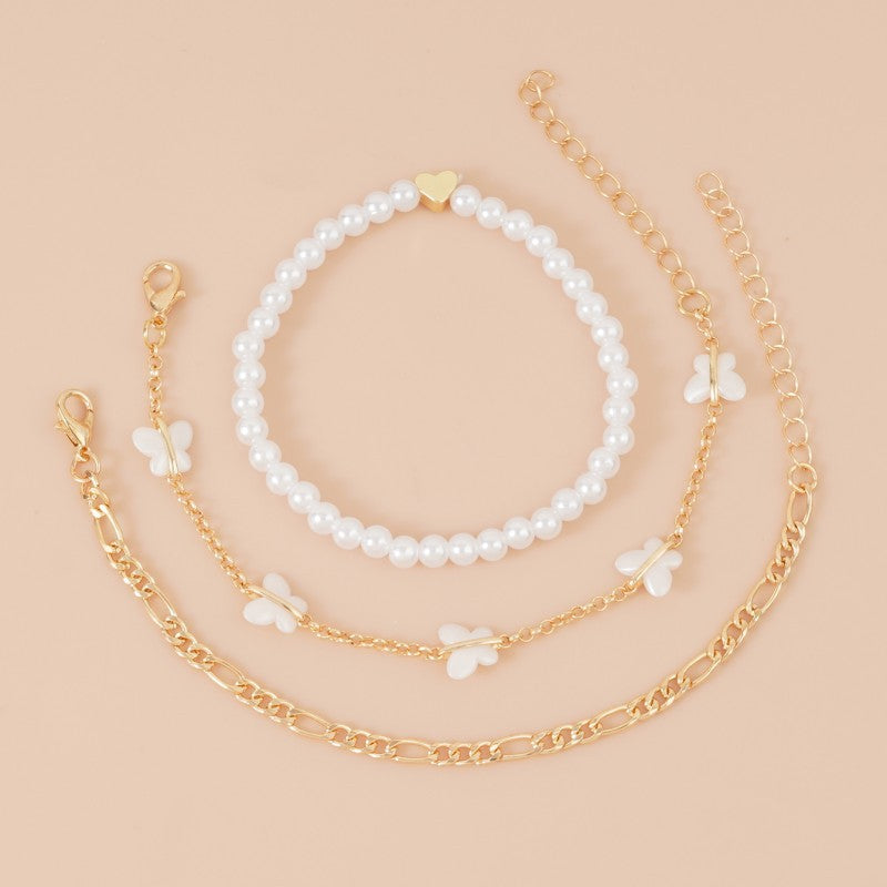 Wholesale Butterfly Shell Foot Chain Adjustment Pearl Beach Stacked Foot  Anklets