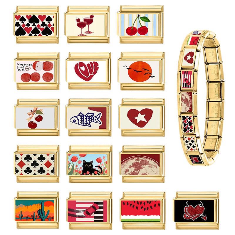 Wholesale Italian Style DIY Patchwork Bracelet,  Gold Electroplated Stainless Steel,  Fashion Accessory