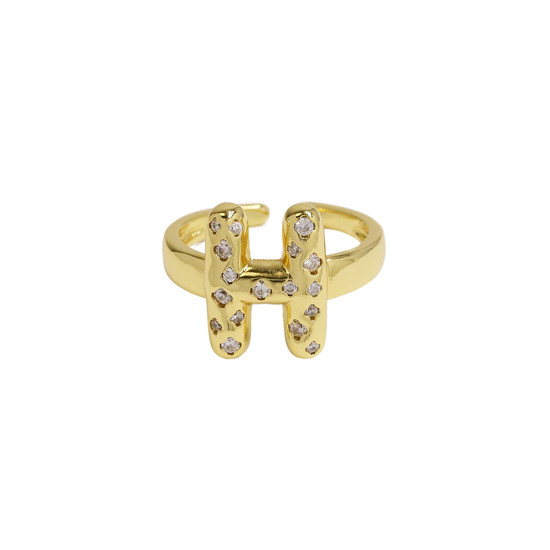 Wholesale Micro-inlaid Zircon Bubble Bubble Balloon Cute 26 English Letters Open Ring