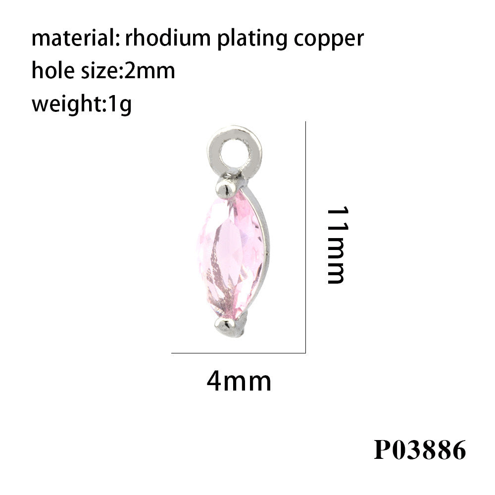 Wholesale 18K gold-plated micro-inlaid zircon colorful geometric marquise pendant