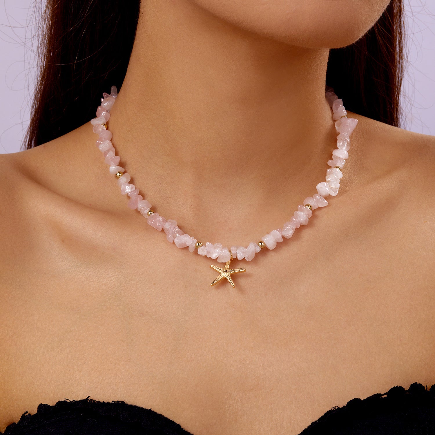 Wholesale  Bohemian Summer Natural Stone Gravel Card Necklace