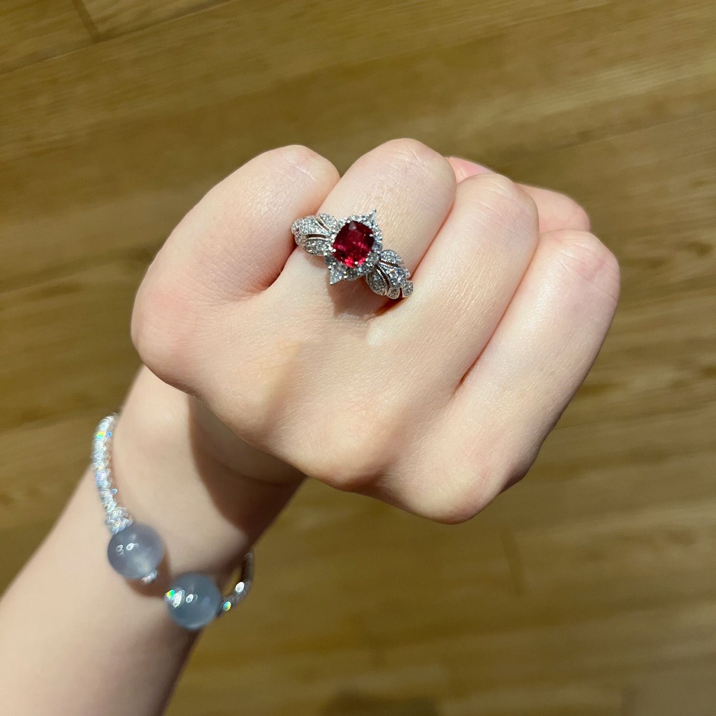 Wholesale Vintage French Court Style Red Ruby Open Ring,  Copper Electroplate,  Adjustable Open Ring for Everyday Fashion Accessory