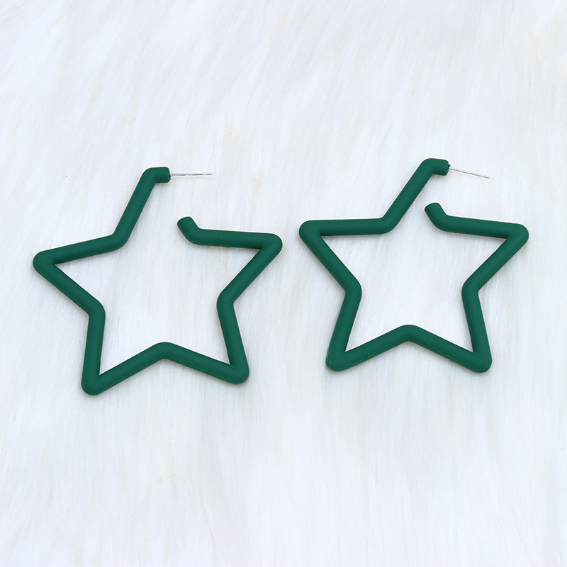 Wholesale  Geometric Five-pointed Star Spray Paint Earrings