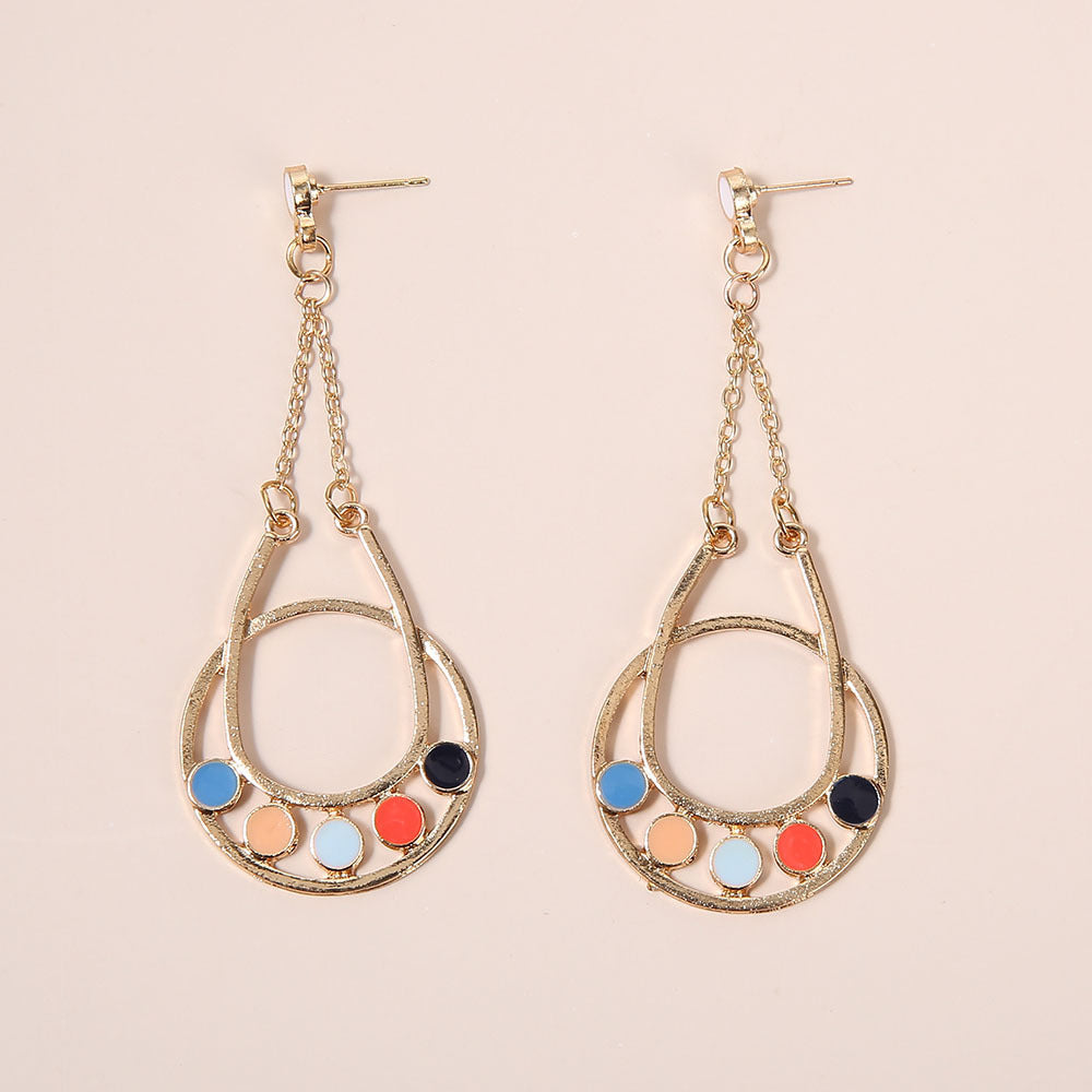 Wholesale Personality Exaggerated Drop Color Flower Earrings