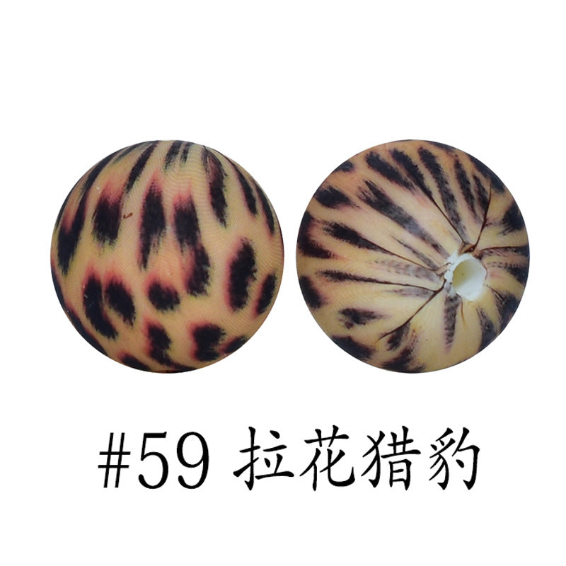 Wholesale 50pcs 15mm Western Style Leopard Skull Color Aztec Printed Silicone Balls Beads ACC-BDS-HeSheng009