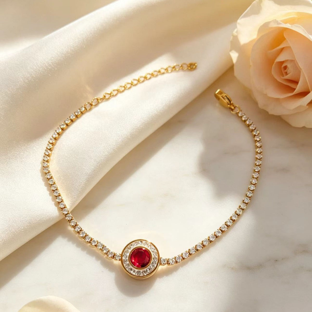 Wholesale Boutique Titanium Steel Zircon Bracelet Colorful Round Stones Unisex Gift