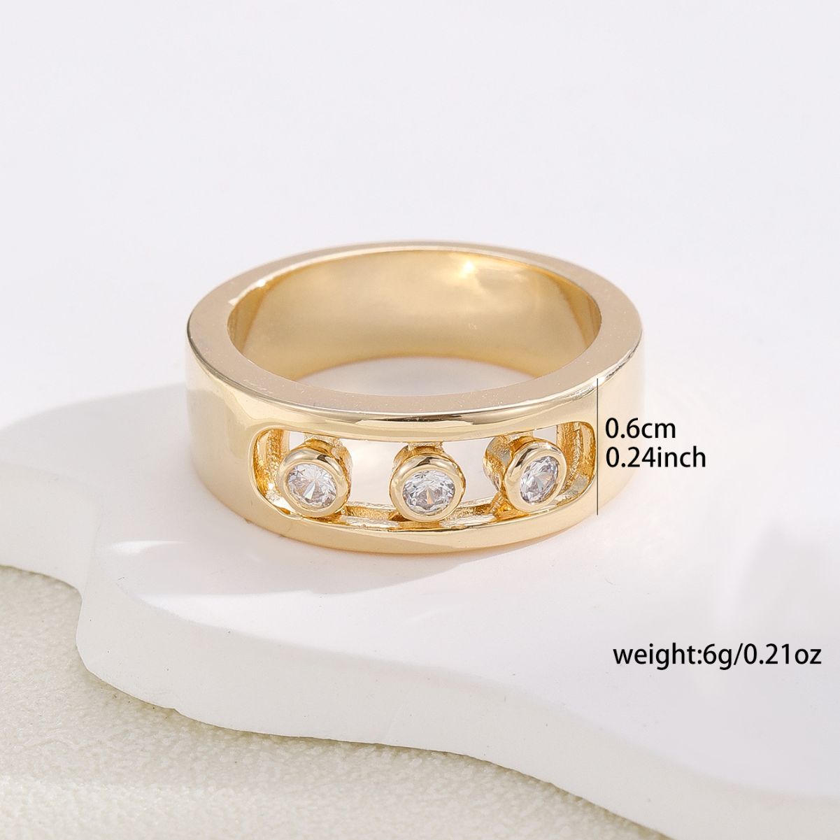 Wholesale Copper Electroplated Gold Geometric Ring Stylish Jewelry Accessory Gift