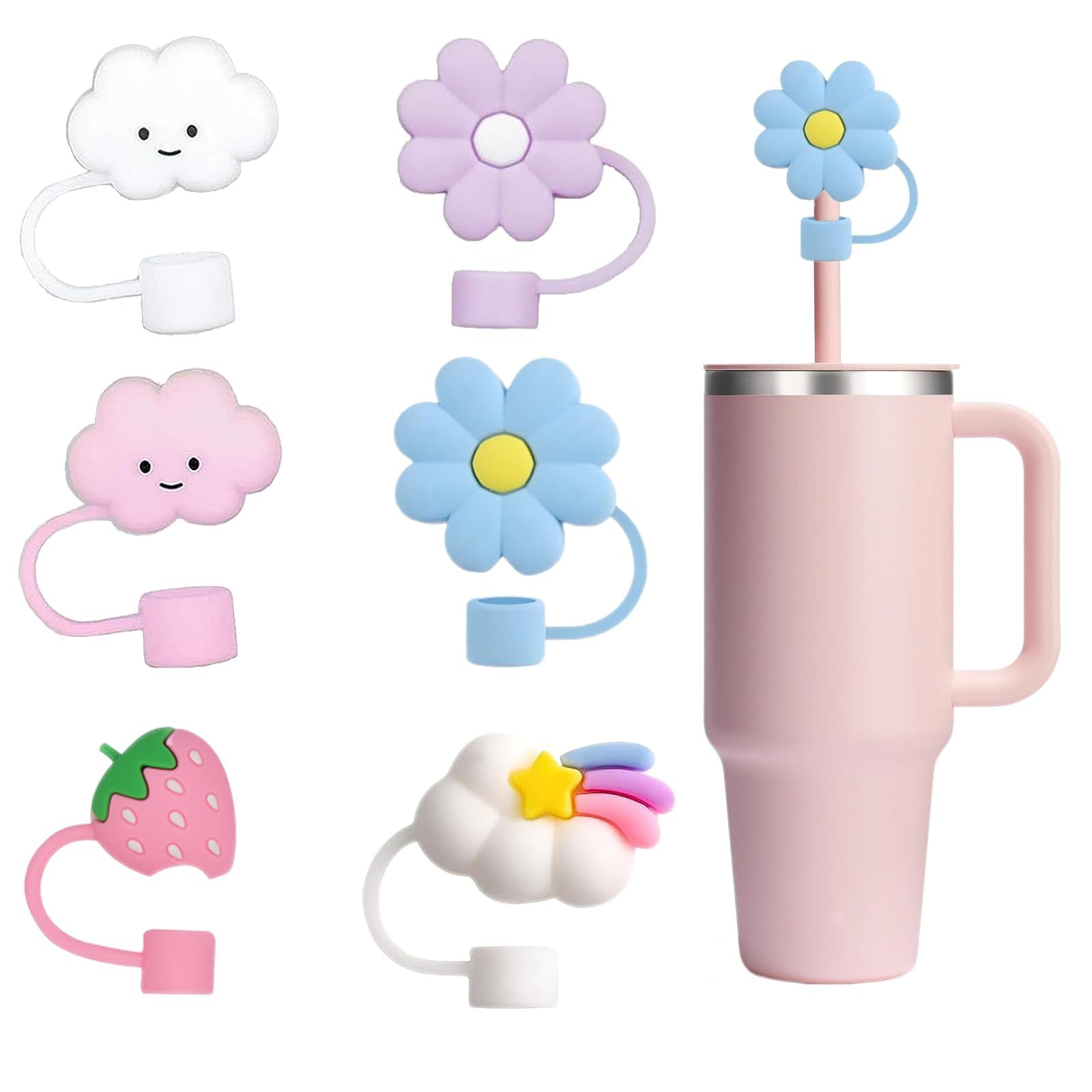 Wholesale  Cartoon Animal Rabbit Panda 10mm PVC Soft Straw Tube Cap