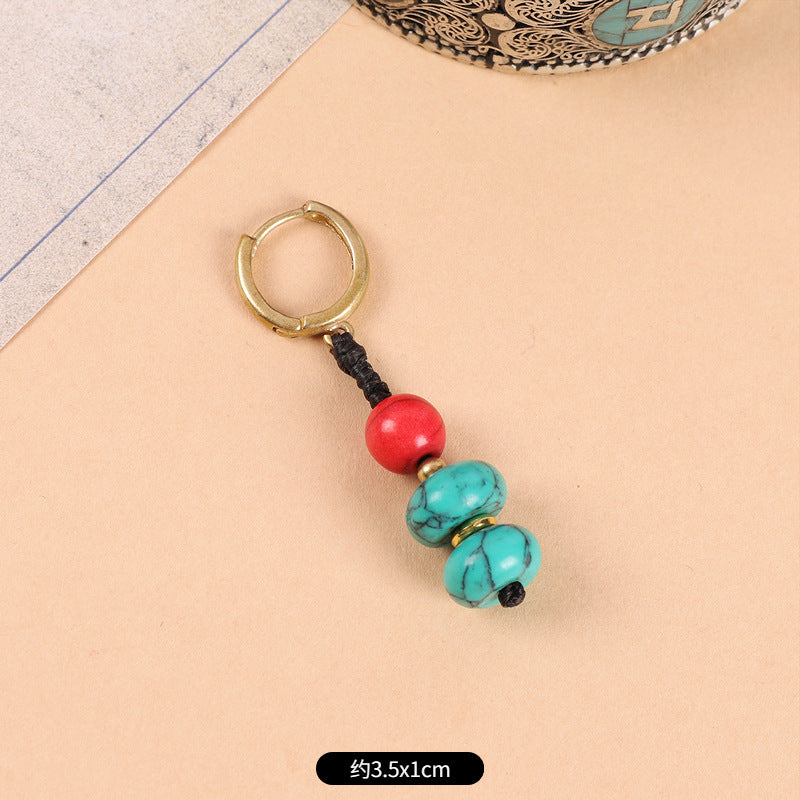 Wholesale Woven Turquoise Ethnic Style Earrings Handmade Vintage Jewelry Accessory Gift