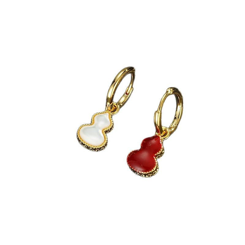 Wholesale  real gold electroplating Ankora red glaze double-sided earrings