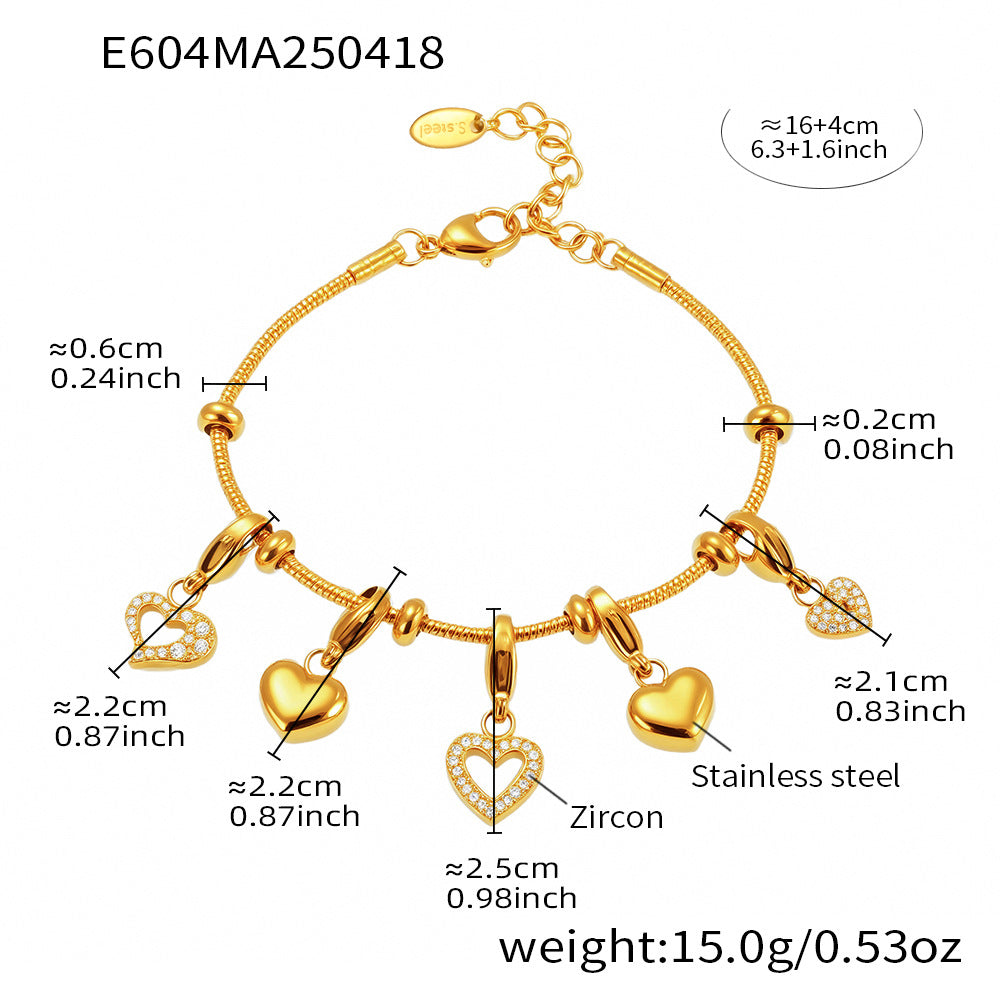Wholesale Stainless Steel  Love Zircon DIY Multi-accessory Bracelet