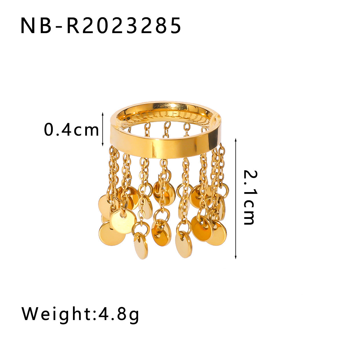 Großhandel Tassel Edelstahlring kleiner Goldbohnenkettenring