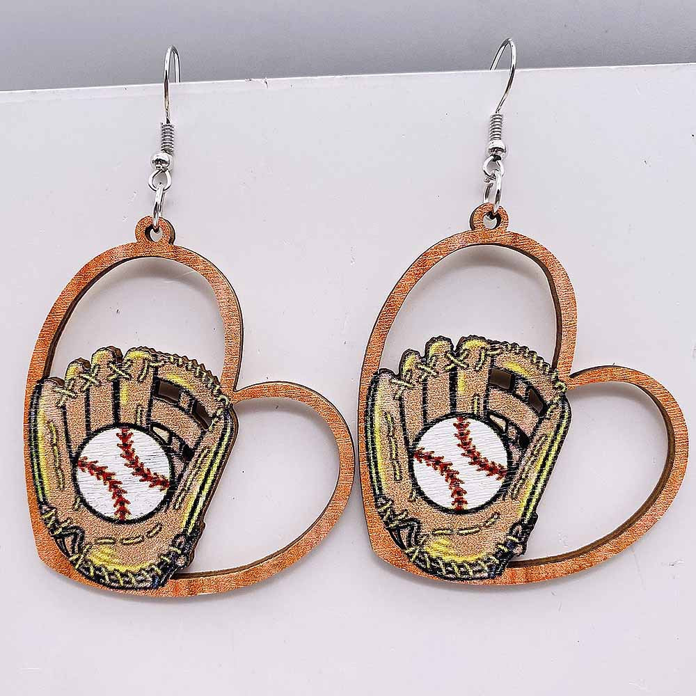 Wholesale Baseball Basketball Football Volleyball Vintage Wooden Earrings