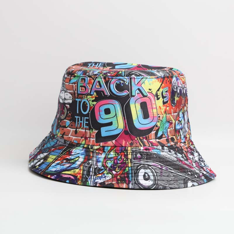 Wholesale  Retro 80 90 Fashion Printed Fisherman Hat Bucket Hat