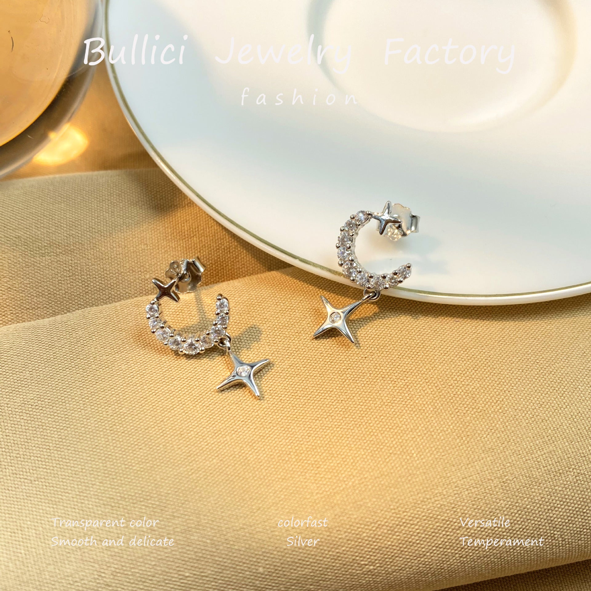 Wholesale s925 Sterling Silver Earrings Sun Moon Star Tassel Earrings