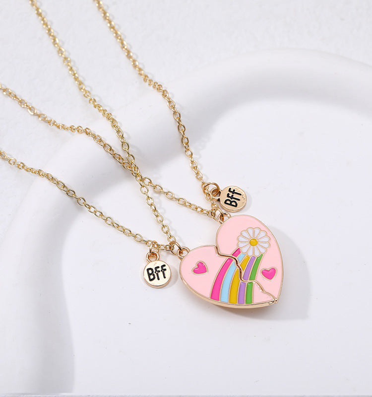 Wholesale Magnetic Cute Sequin Heart Pendant Necklaces Necklace Set ACC-NE-Tiangao007