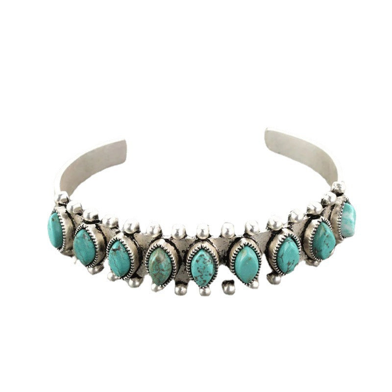 Wholesale Bohemian Turquoise Open Cuff Bracelet Retro Ethnic Style Fashion Accessory Gift