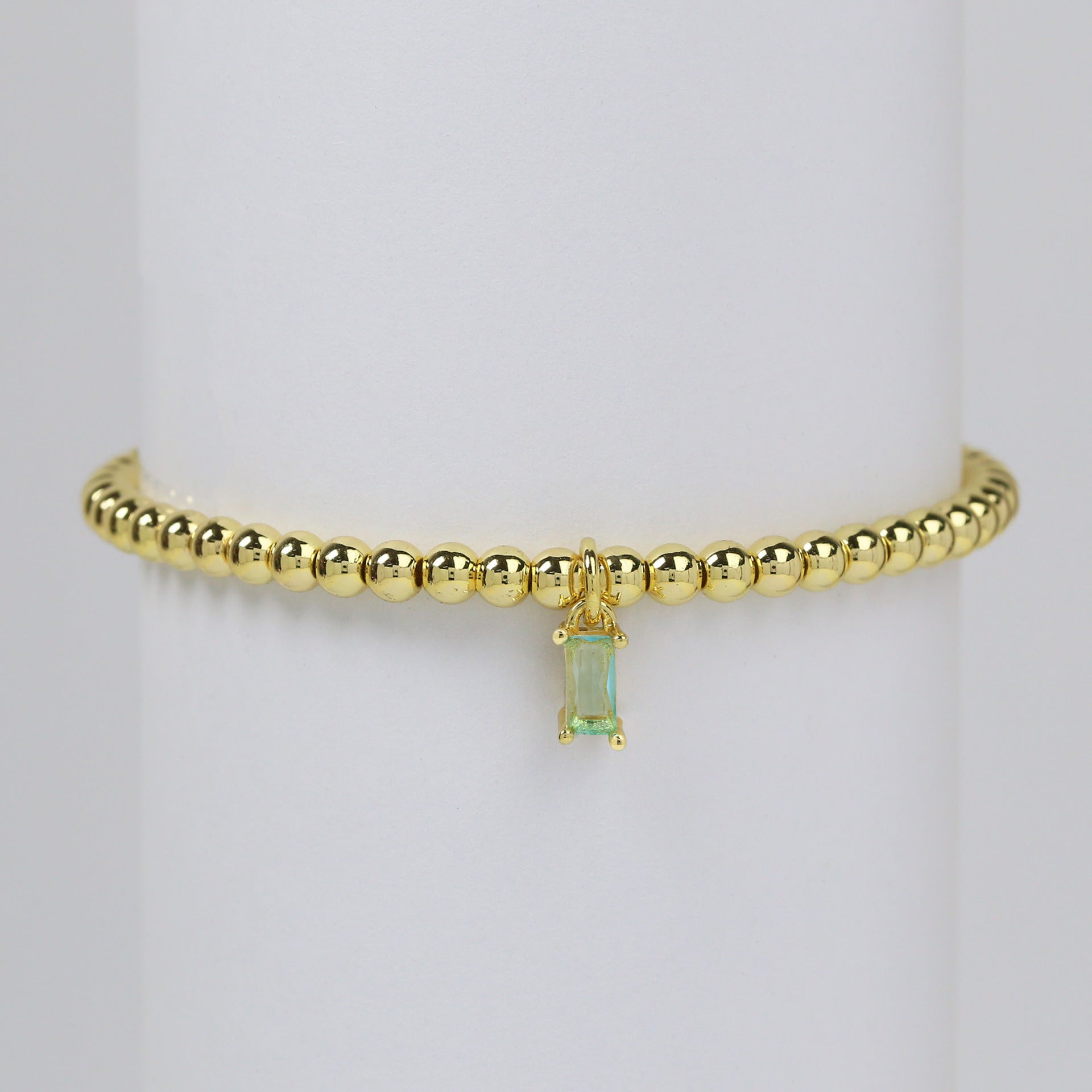 Wholesale 18k Golden Twelve birthstone December Stone Color Sugar Zircon Pendant Copper Beads  Bracelet