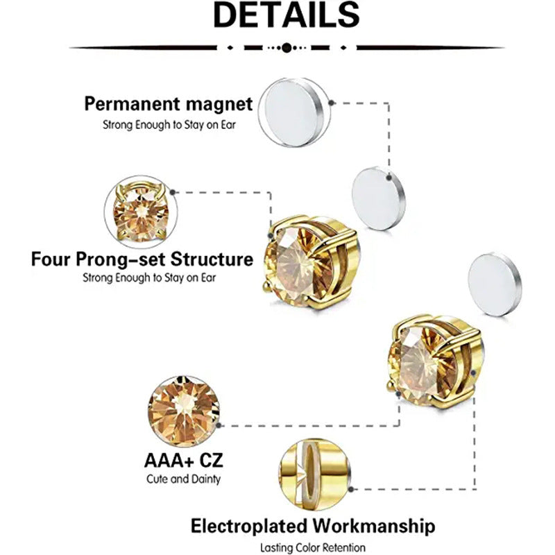 Wholesale 2pcs Zircon Earrings Magnet Ear Clip Earrings ACC-ES-LR004