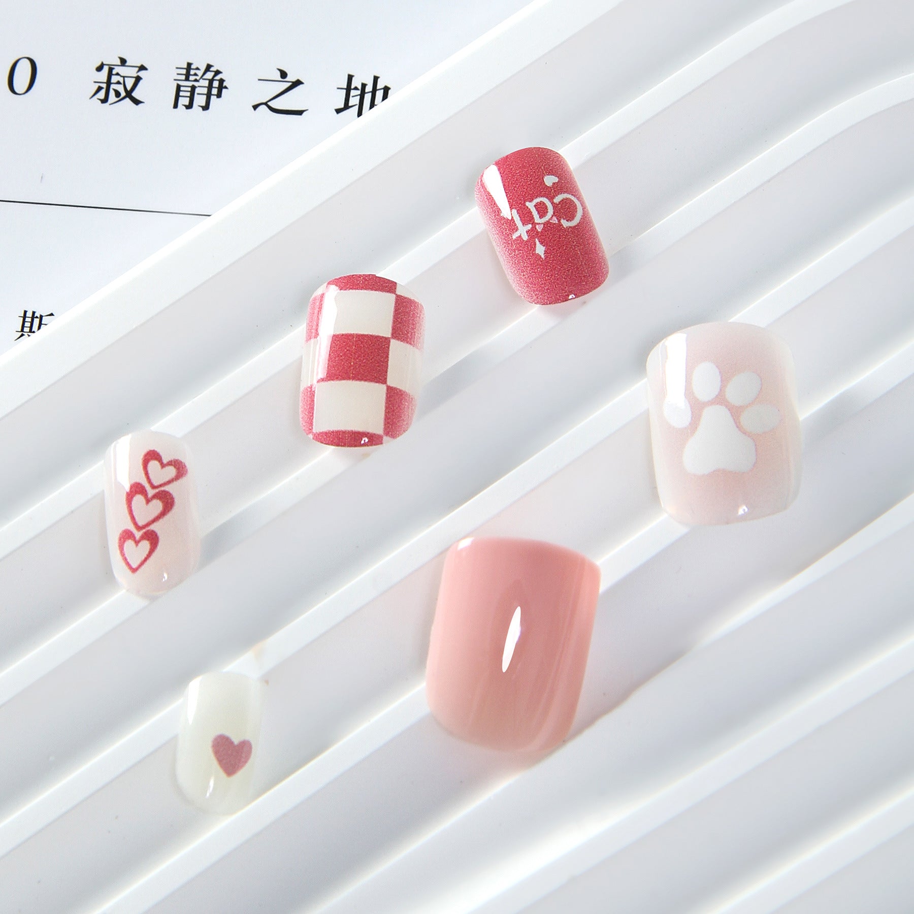 Wholesale Children's Press on Nails Kits 24 Solid Color Back Glue Nail Art Pieces ACC-NS-XKQ004