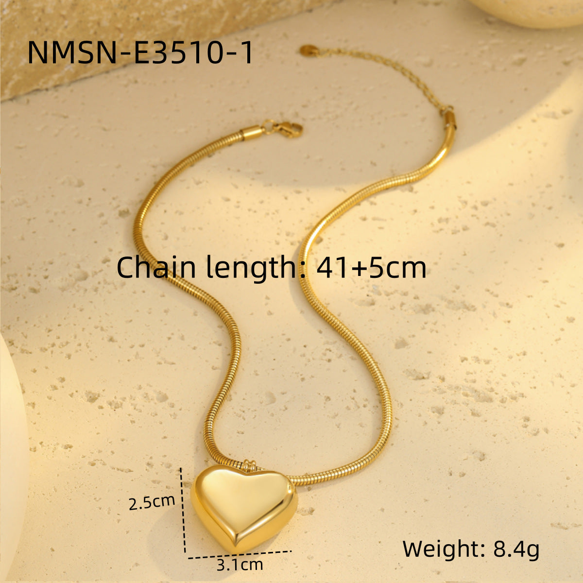 Wholesale Stainless steel simple love snake bone necklace