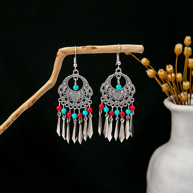 Wholesale Retro Bohemian Blue Turquoise Ethnic Style Alloy Earrings ACC-ES-MDD022