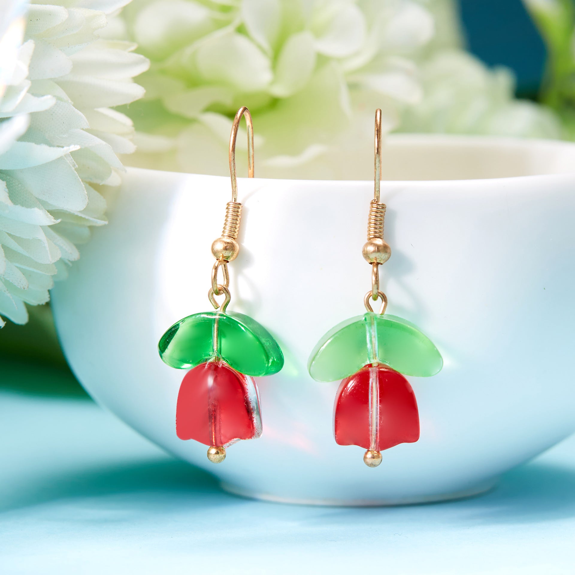 Wholesale  color tulip flower earrings suit
