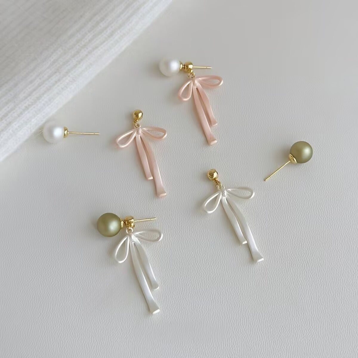 Wholesale Pink Bow Pearl Earrings