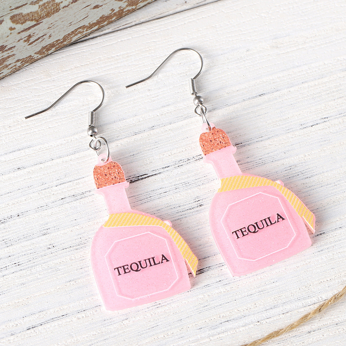 Wholesale Tequila Bottle Sequined Acrylic Drop Earrings