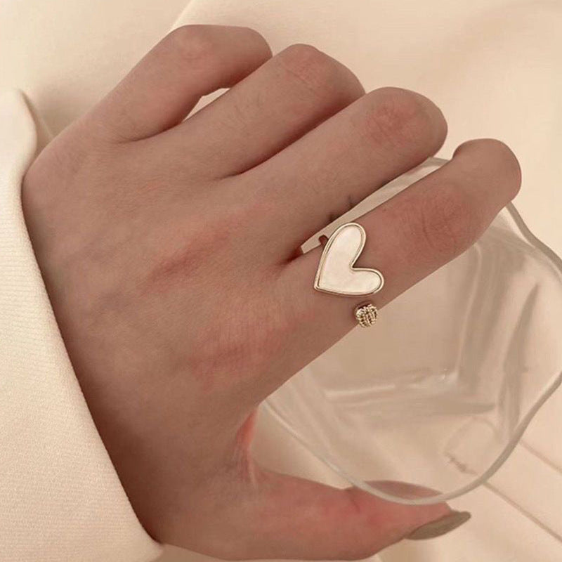 Wholesale Stylish Heart Shaped Open Ring For Women Minimalist Korean Fashion Jewelry Accessory In Zinc Alloy Adjustable Everyday Wear