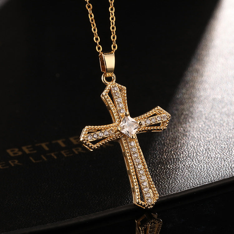 Wholesale Vintage Gold Cross Necklaces Zircon Clavicle Chain Choker Necklace ACC-NE-SY010