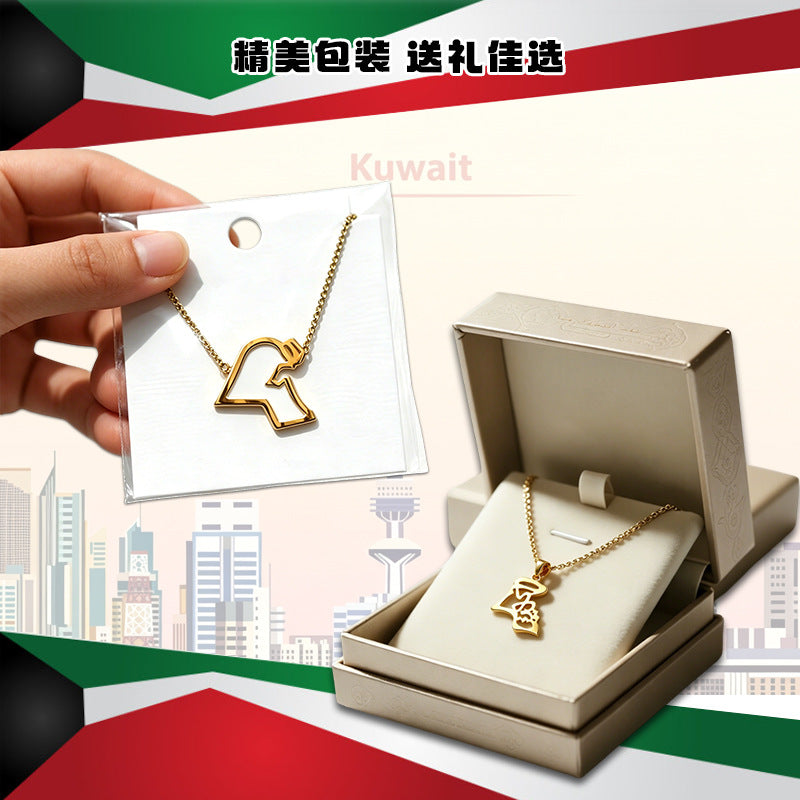Wholesale Kuwait Map Pendant Necklace Fashion Accessory Party Gift