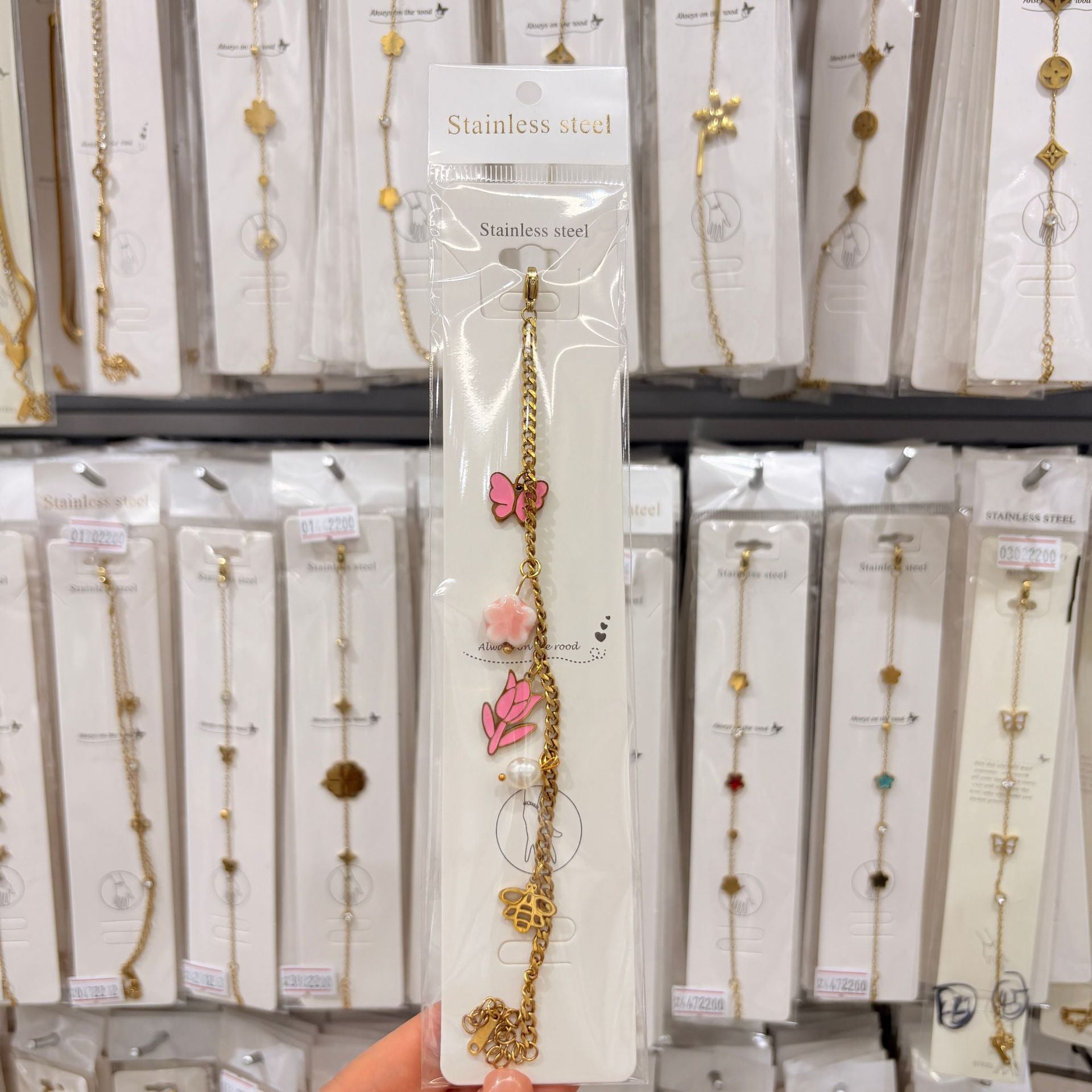 Wholesale Fashion Double Layer Titanium Steel Fruit Bracelet Gold-Plated Chic Gift